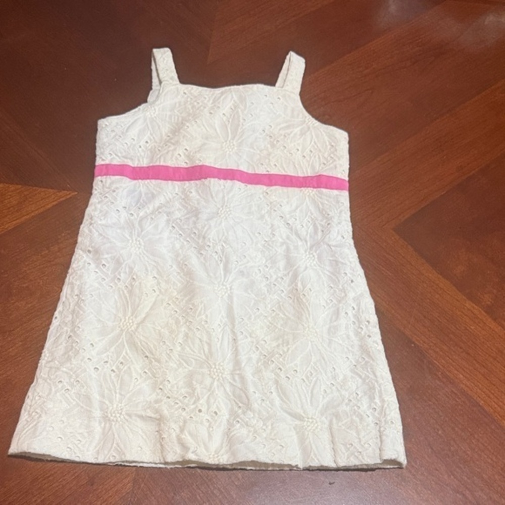 Lilly Pulitzer Cream Lace Dress with Pink Stripe